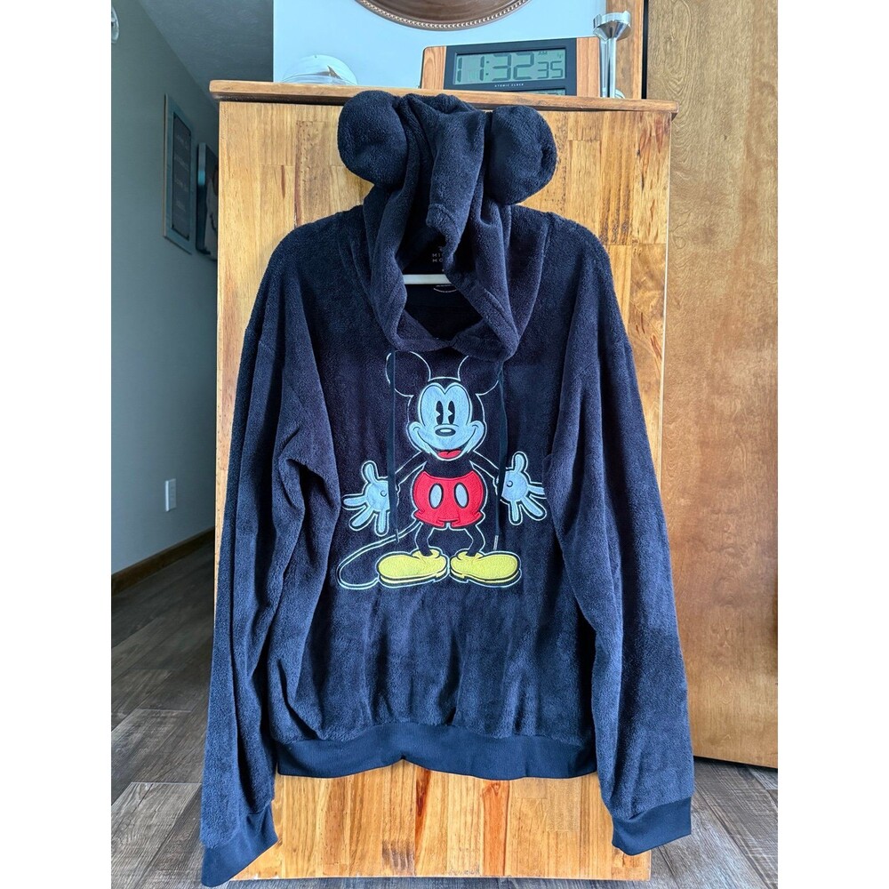 Disney Mickey Mouse Plush Fleece Pullover Hoodie Sz. Large
